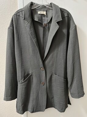 Millibon Gray Textured Open Blazer